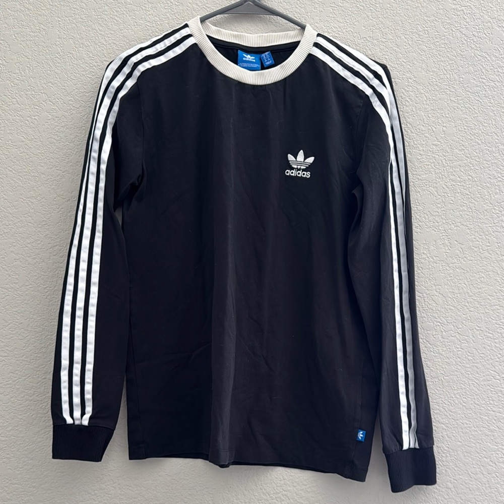 Adidas Black Long Sleeve Shirt with White Stripes